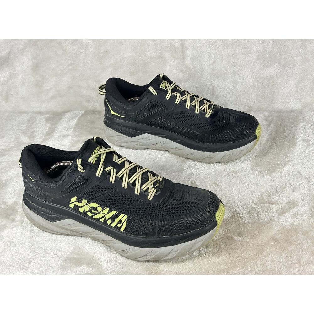 Hoka One One Bondi 7 Running Shoes Mens Size 12 Black Sneakers 1110518 BGBT - Picture 3 of 7